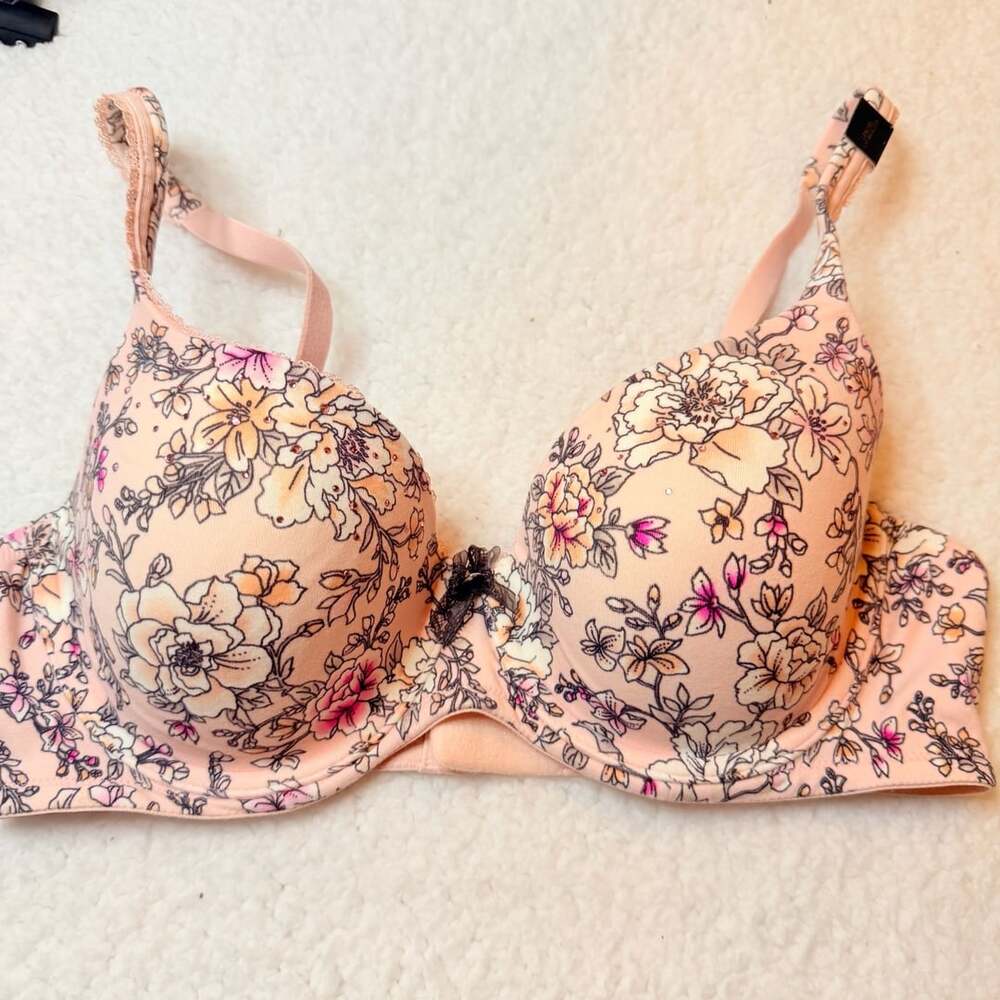 Victoria's Secret Body By Victoria Lined Demi Bra 36C Pink Floral